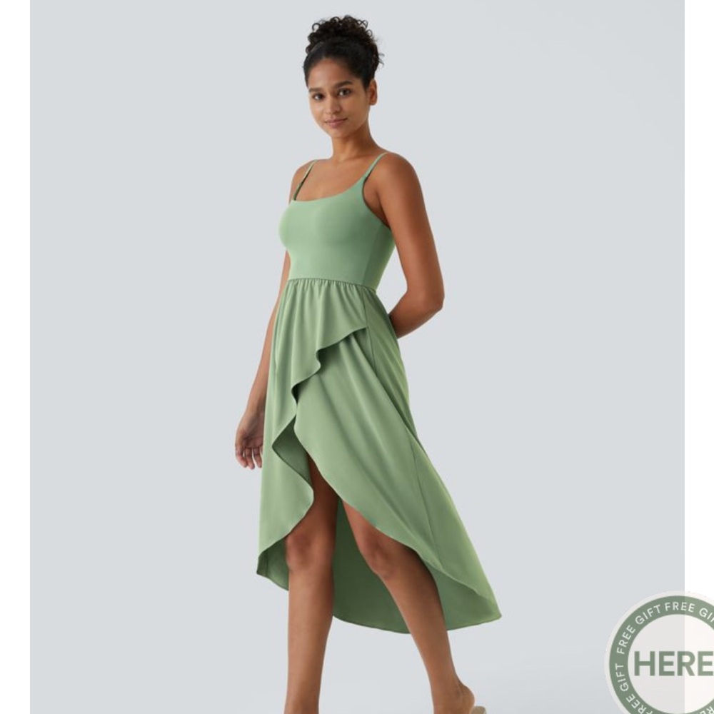 HALARA Green High Low Dress